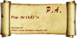 Pop Arikán névjegykártya
